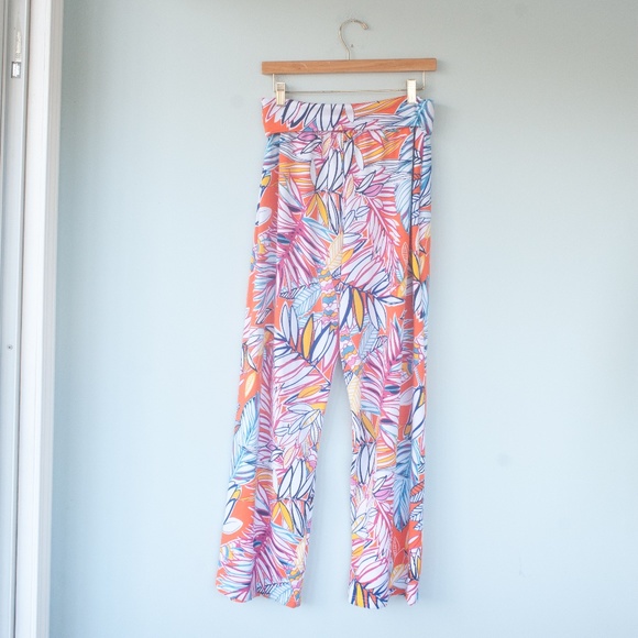 Buckhead Betties Orange Tropical Palm Print Casual Beach Palazzo Pants - Picture 8 of 9